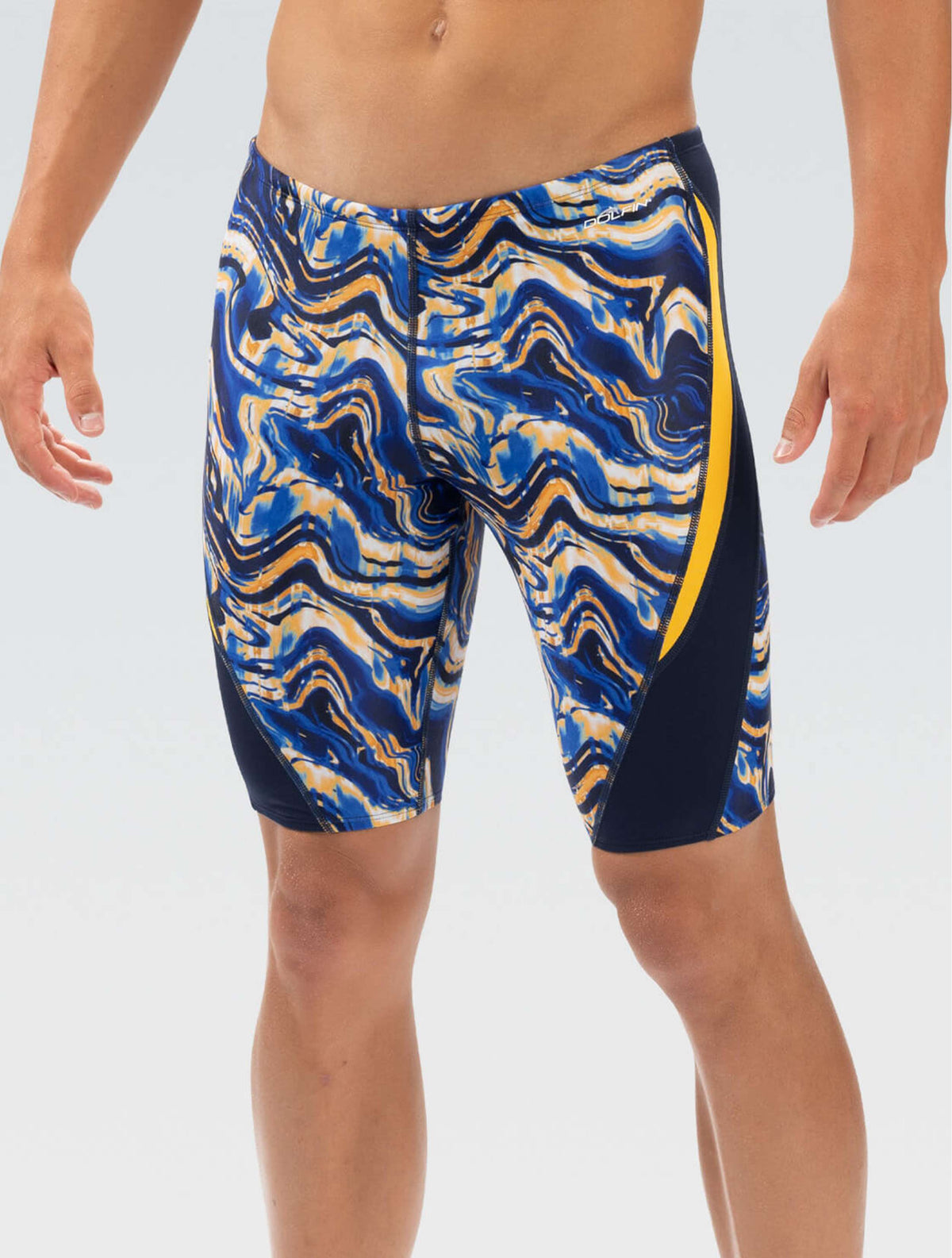 Reliance Men's Blaze Navy and Gold Color Block Jammer - Blaze Navy and Gold front