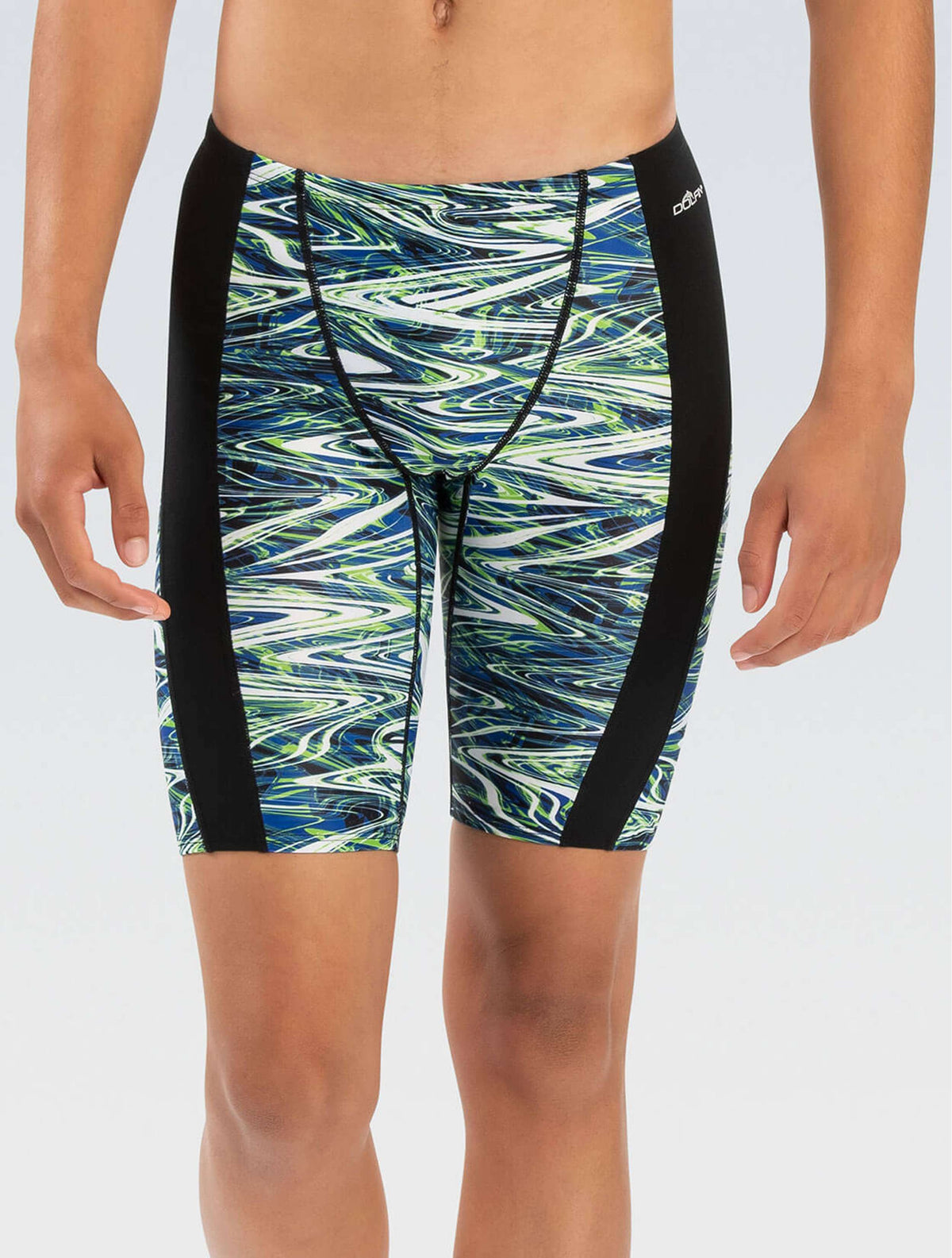 Reliance Men's Jet Stream Blue and Green Spliced Jammer - Jet Stream Blue and Green front