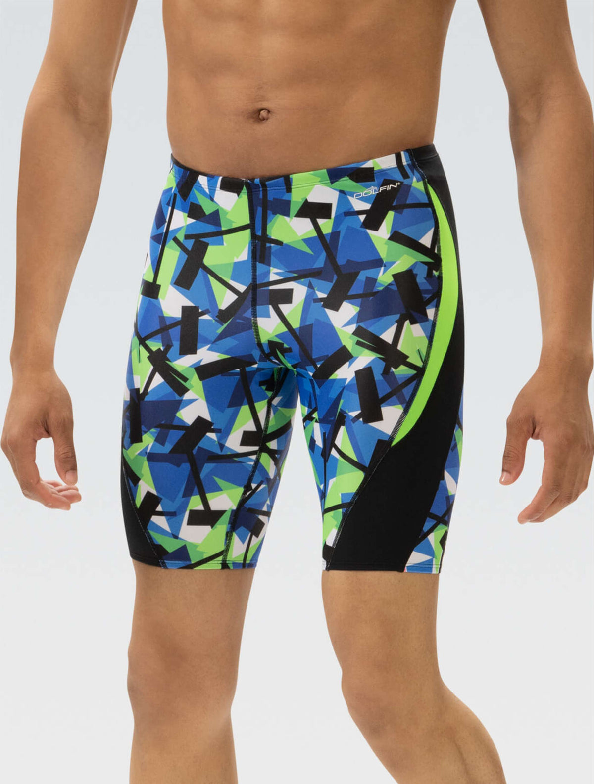 Reliance Men's Razor Blue and Green Color Block Jammer - Razor Blue and Green front