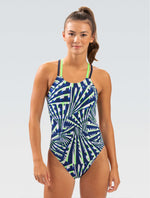 Reliance Women's Atomic Blue Green Double X Back One Piece - Atomic Blue Green front-model