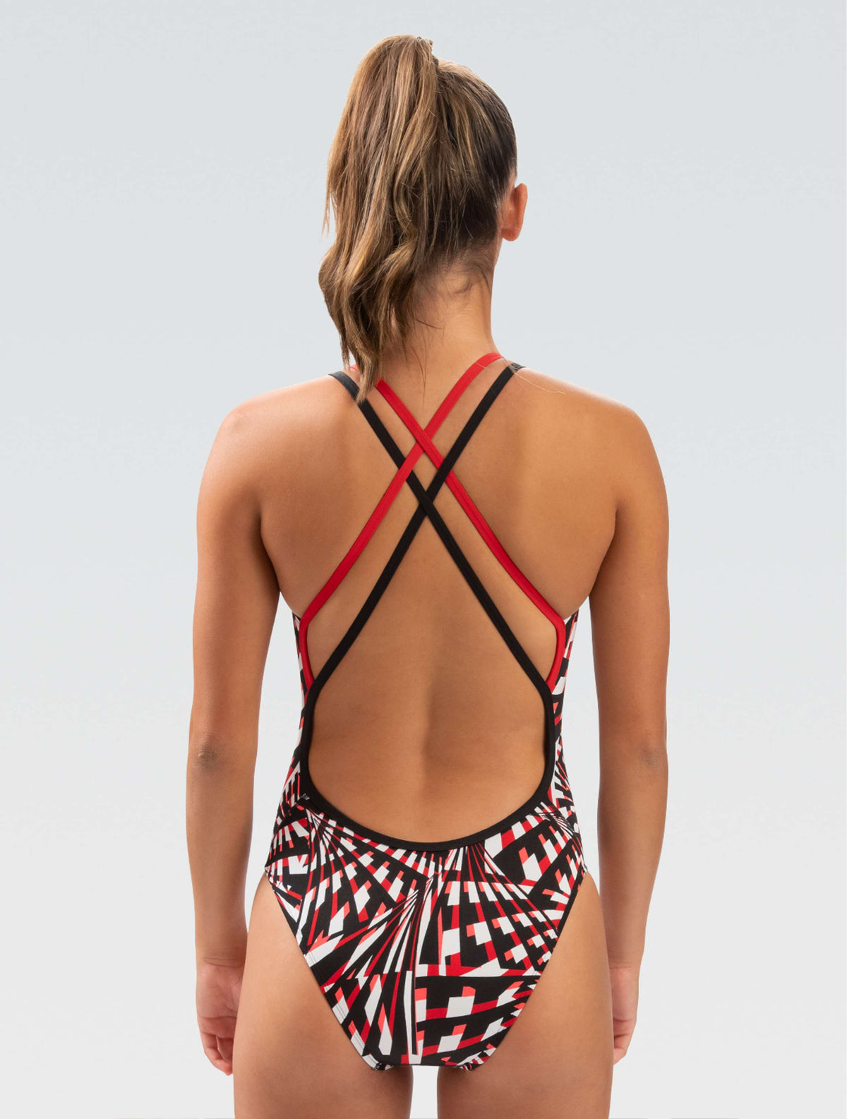 Reliance Women's Atomic Red Double X Back One Piece - Atomic Red back-model