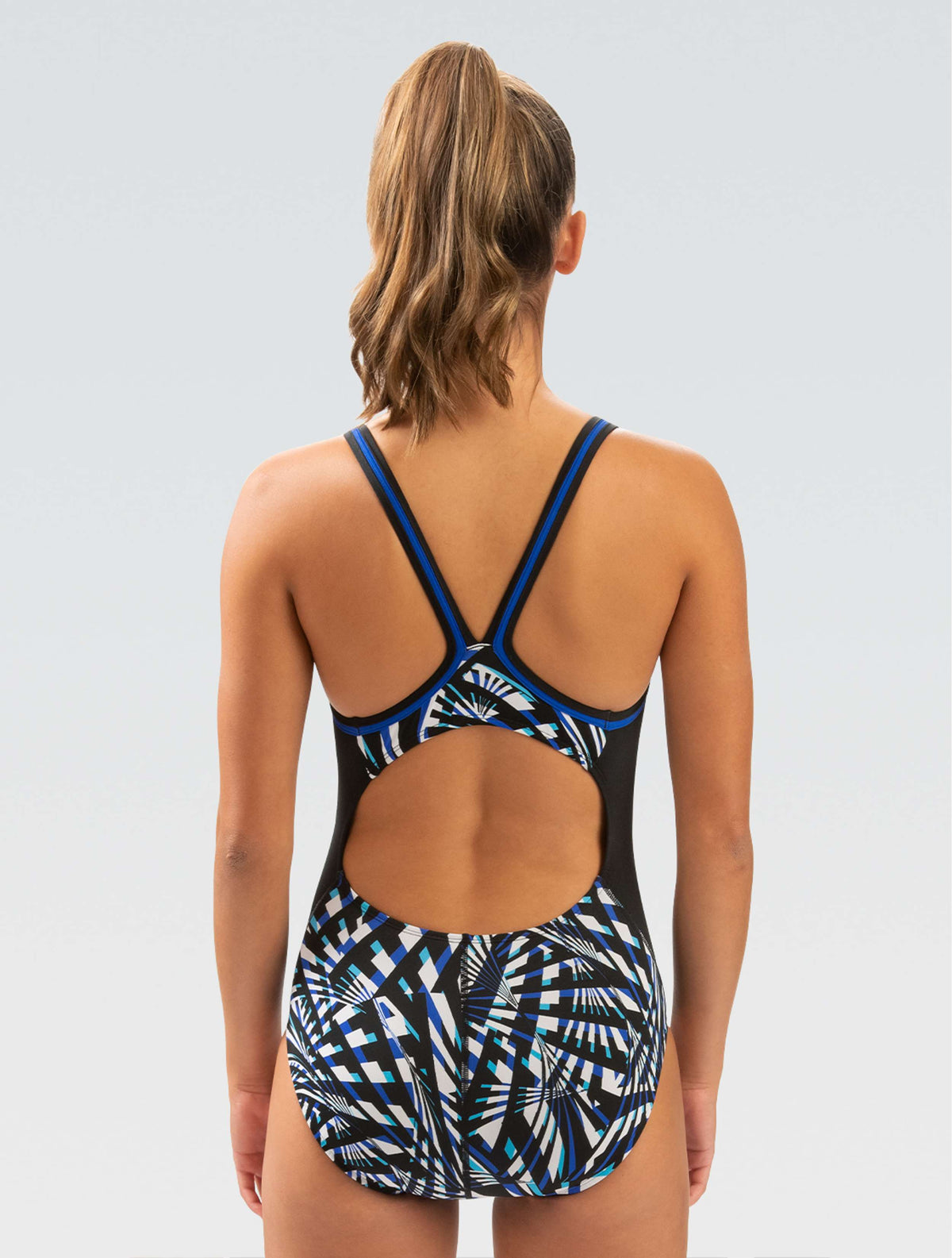 Reliance Women's Color Block Atomic Blue DBX Back One Piece - Atomic Blue back-model