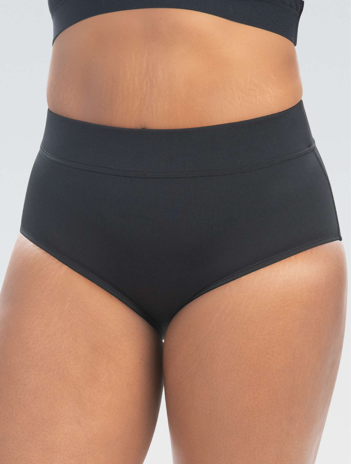Women's Aquashape Black Conservative Brief - Black front