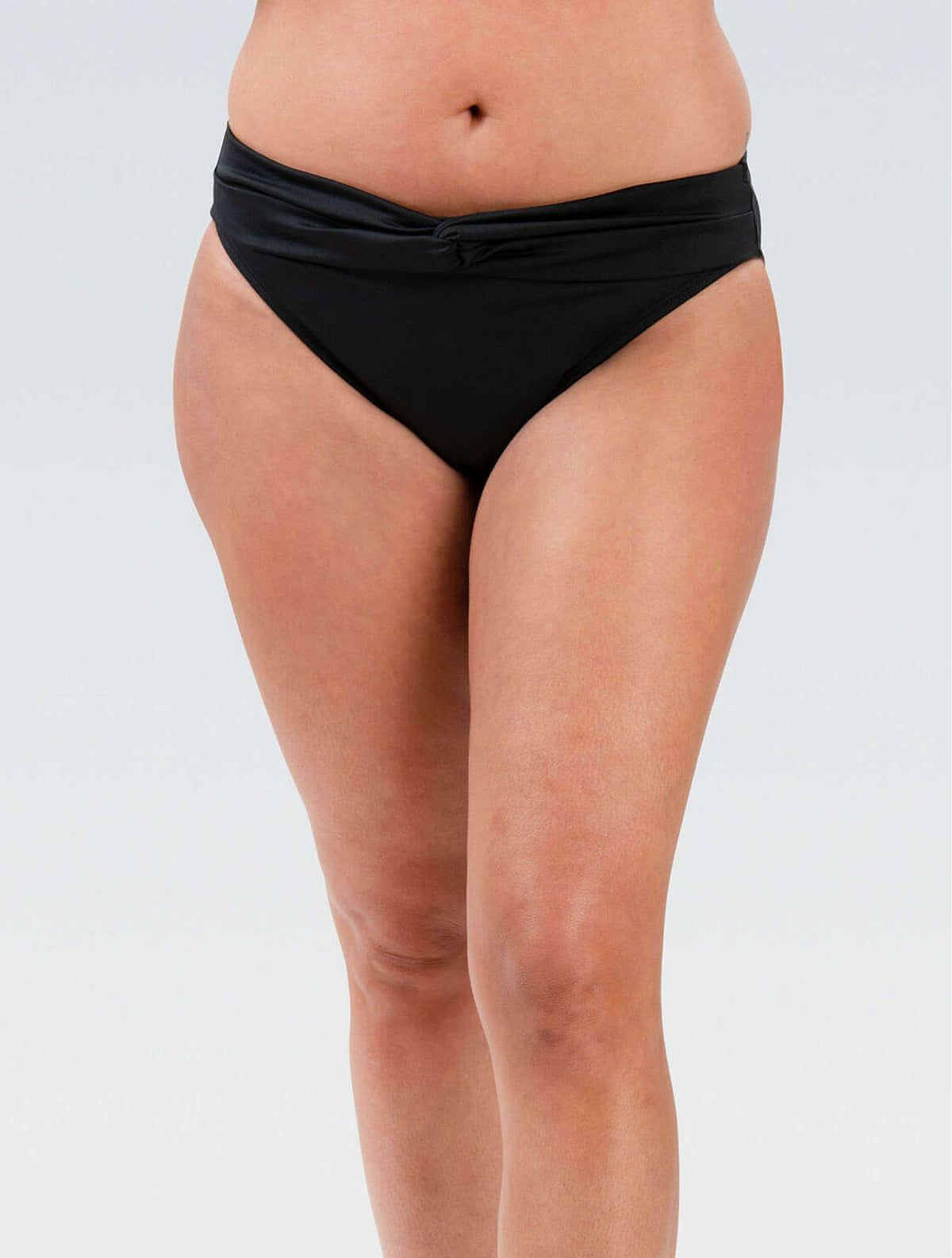 Women's Aquashape Black Contemporary Front Loop Brief Bottom - Black front