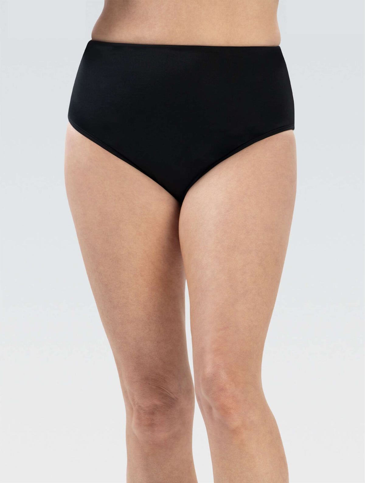 Women's Aquashape Black Racerback Swim Dress with Detachable Brief - Black front