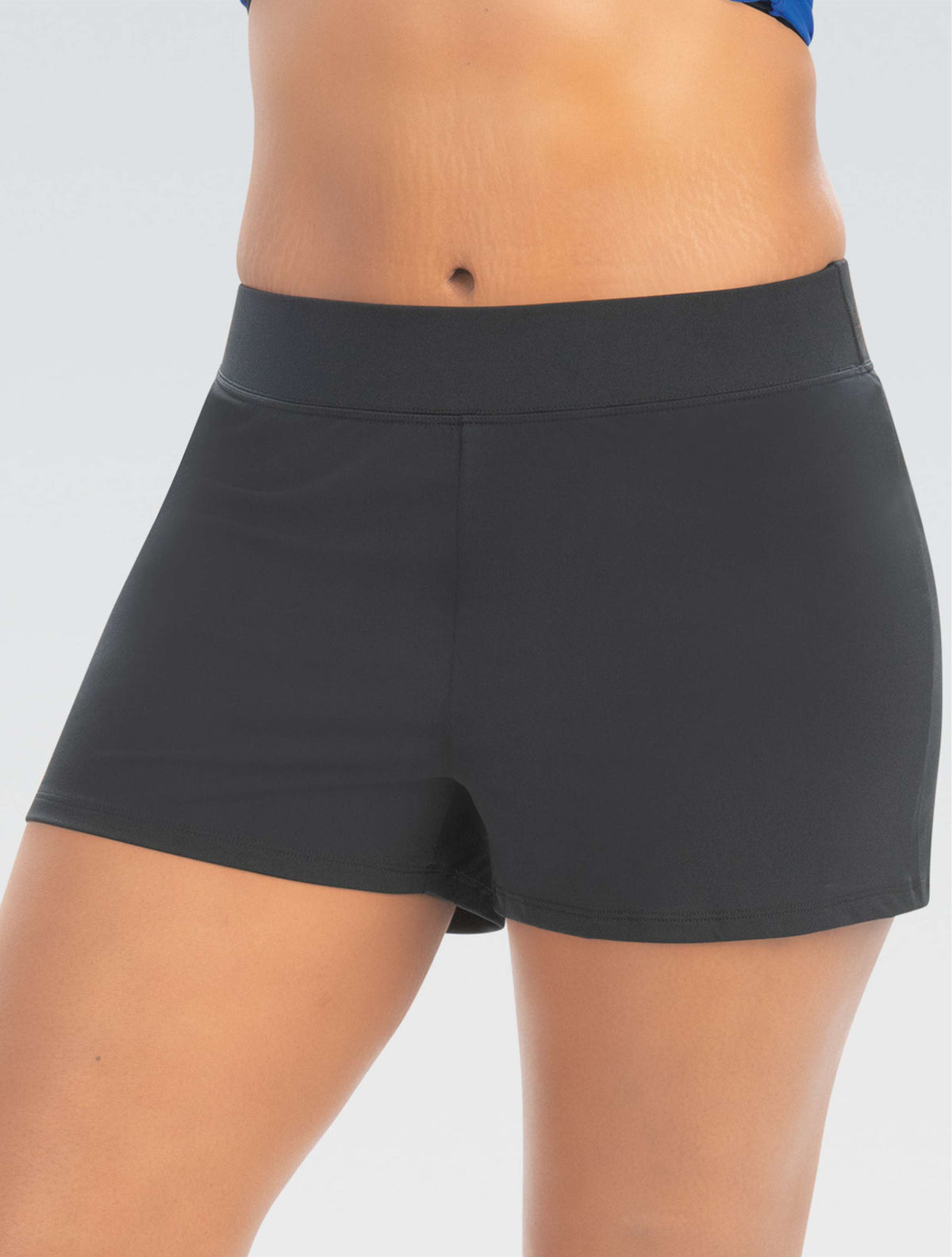 Women's Aquashape Black Solid Loose Fit Short - Black Solid front