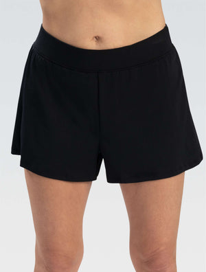 Women's Aquashape Black Solid Loose Fit Short - Black Solid front