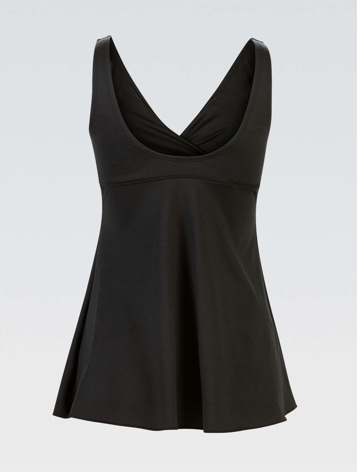 Women's Aquashape Black V Neck Tankini Top - Black V Neck back