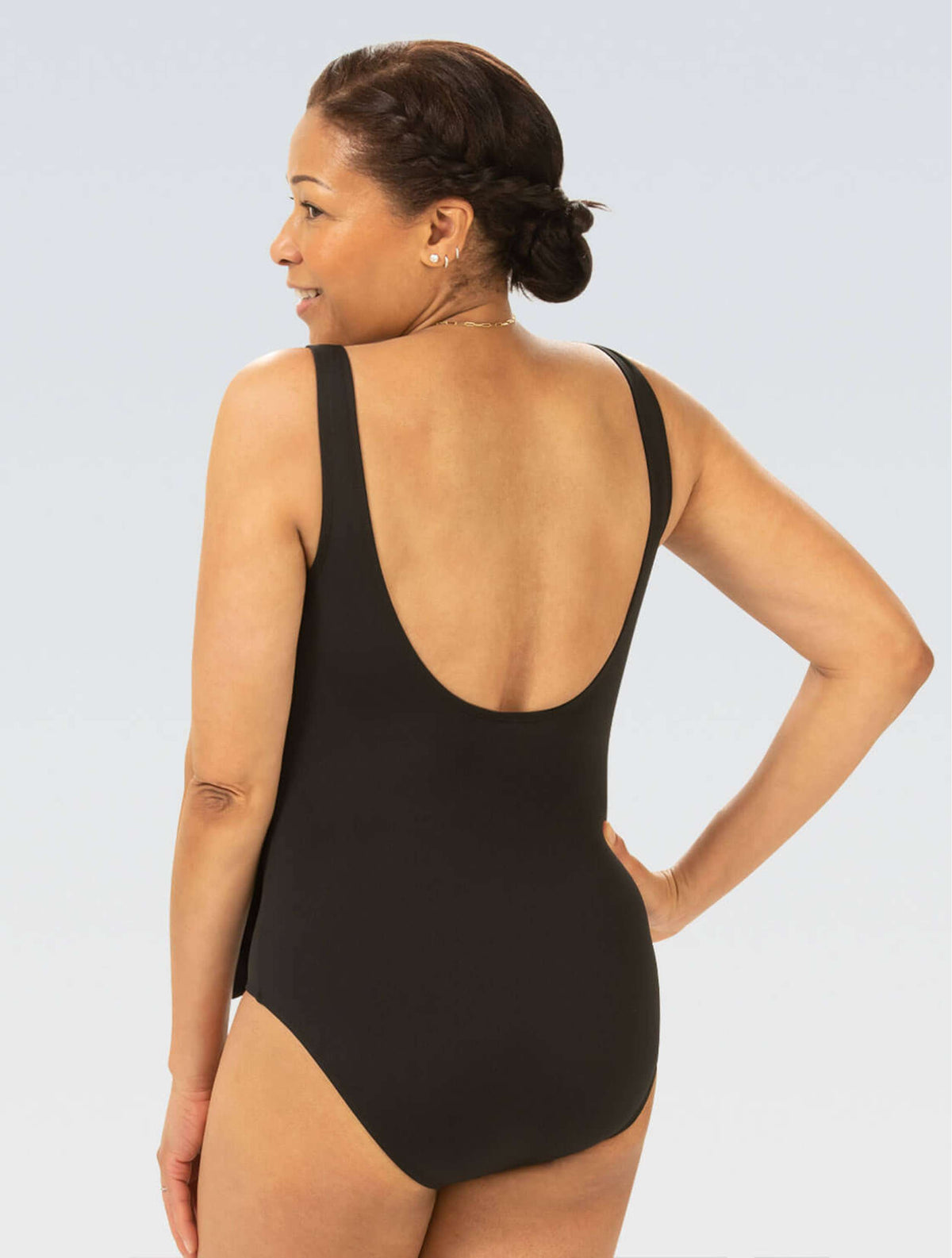 Women's Aquashape Black Wrap Front One Piece Swimsuit - Black back