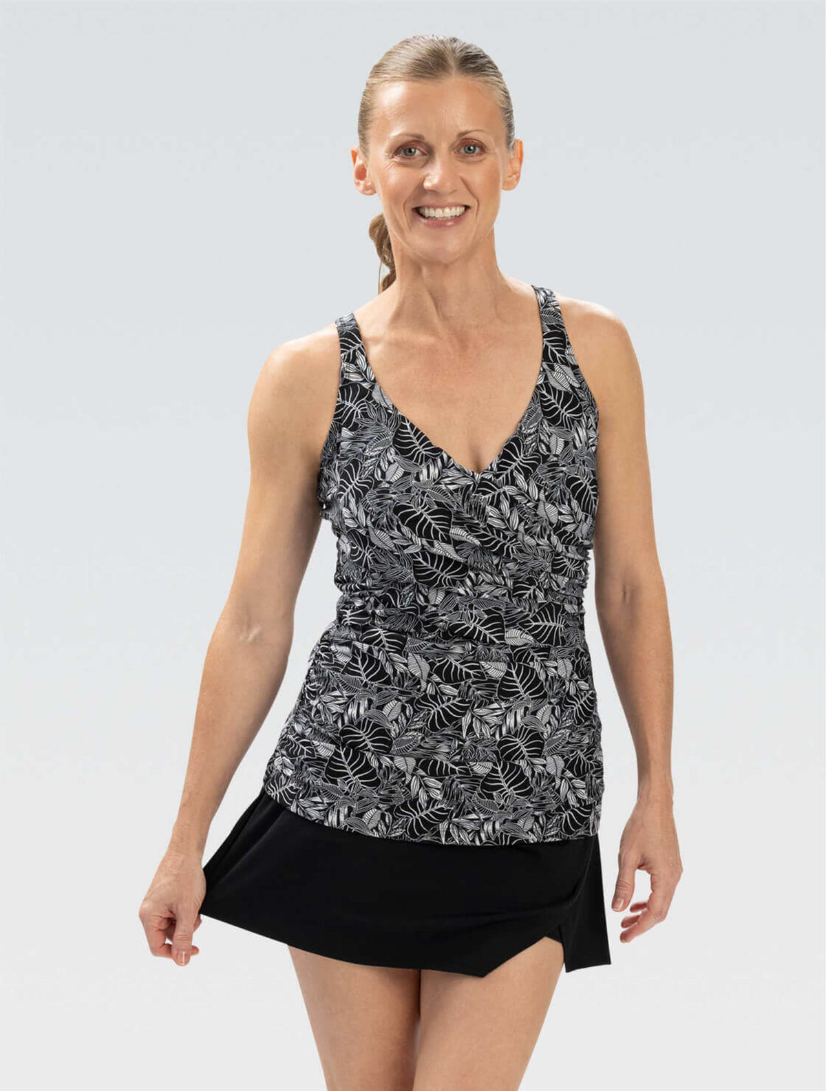 Women's Aquashape Botanical Wrap Front Tankini Top - Botanical front-extra
