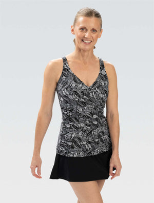 Women's Aquashape Botanical Wrap Front Tankini Top - Botanical front-extra