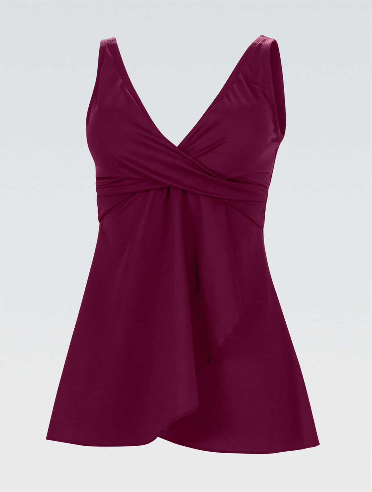 Women's Aquashape Cabernet V Neck Tankini Top - Cabernet V Neck front