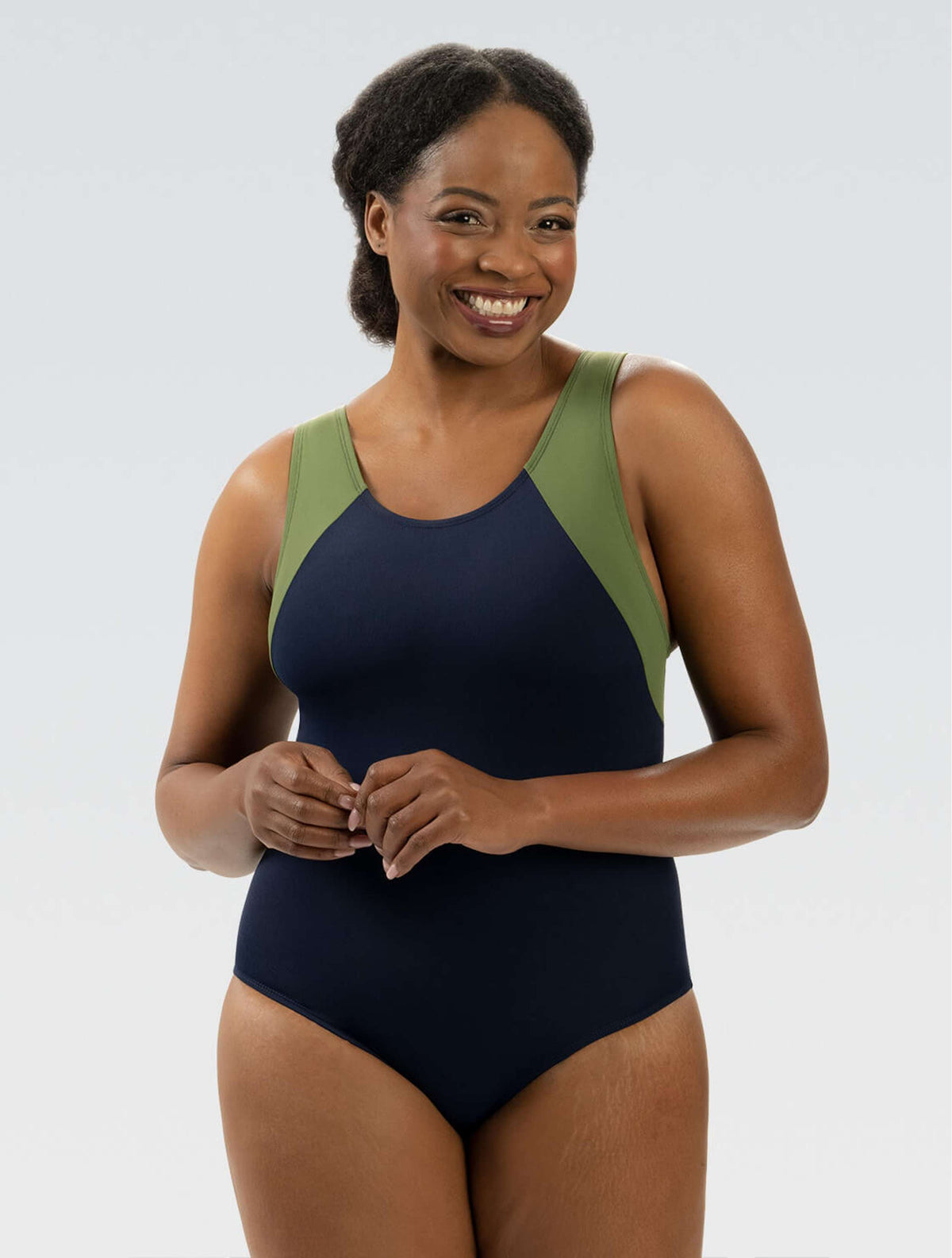Women's Aquashape Color Block Moderate Lap : Navy/Olive - Moderate Lap : Navy/Olive front