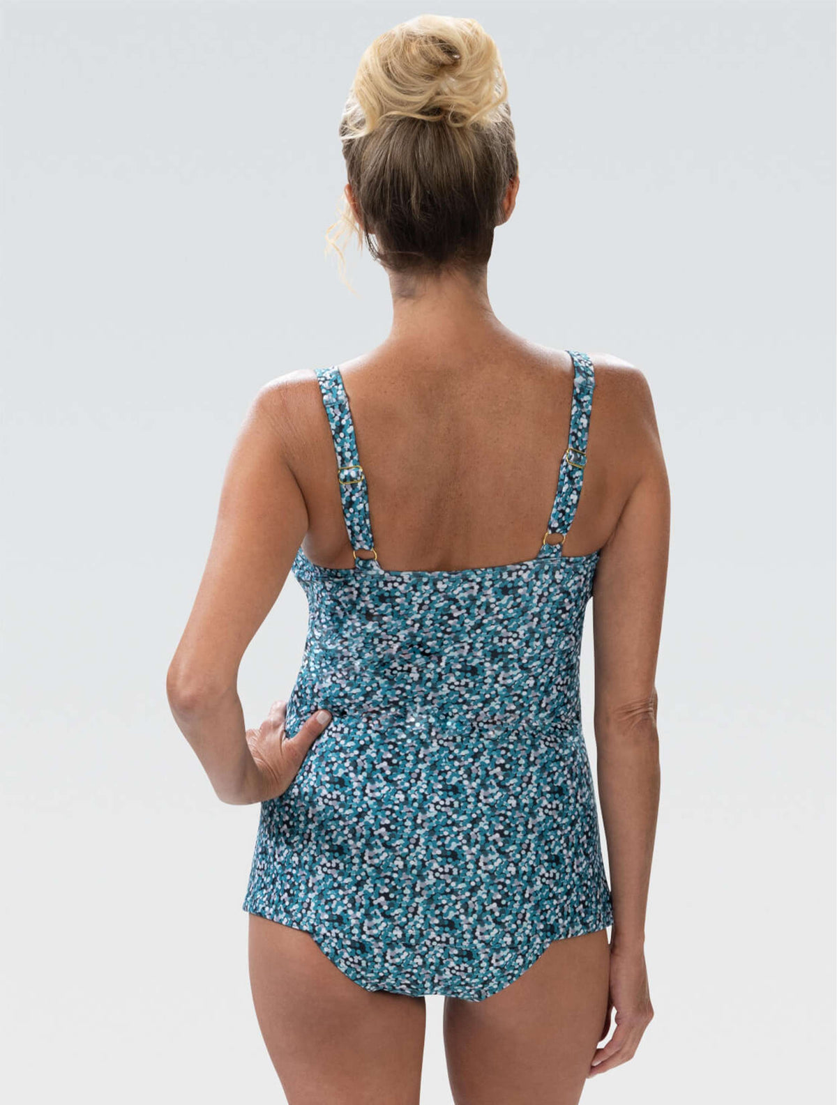 Women's Aquashape Dot Print Wrap Front Tankini Top - Dot Print back-model