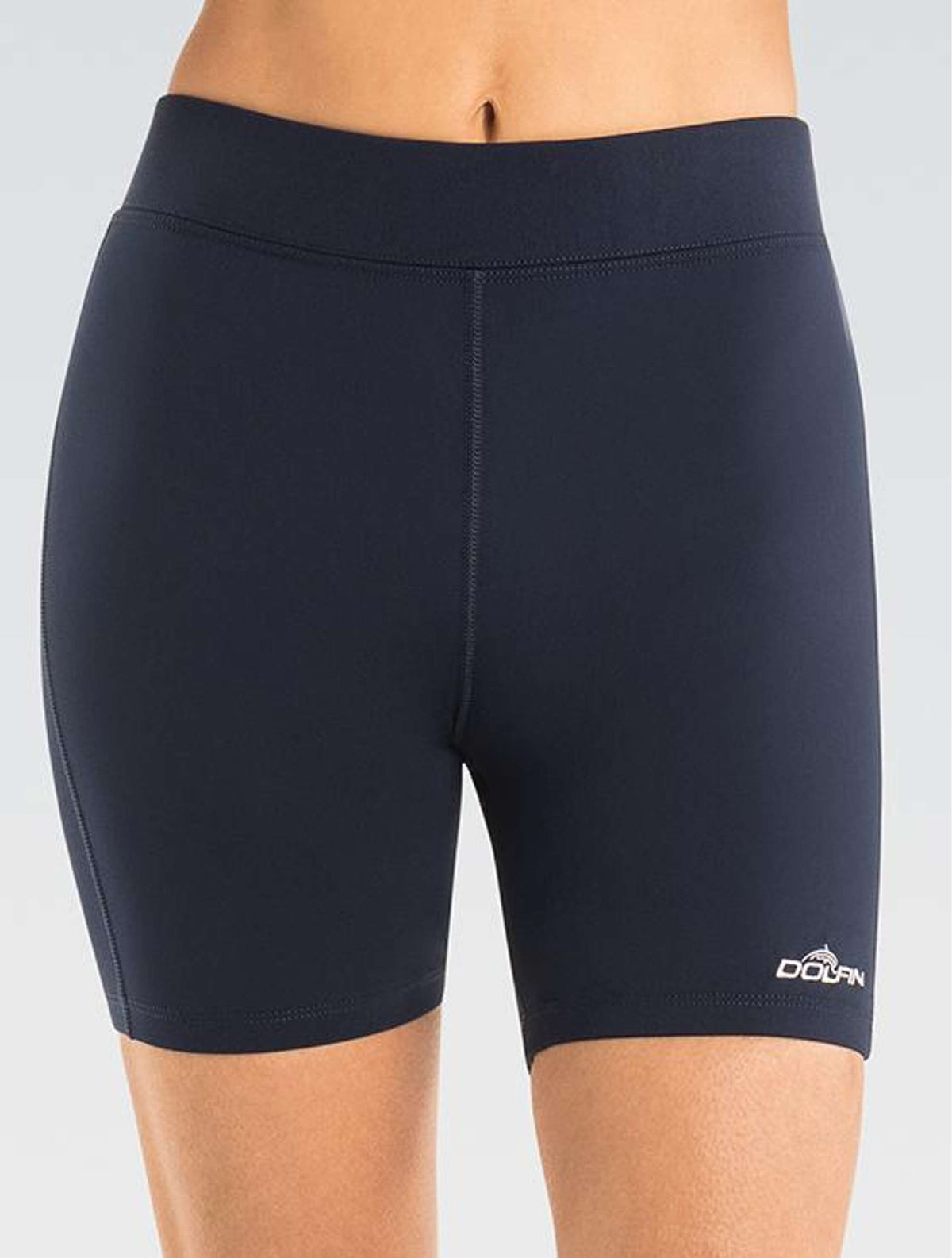 Women's Aquashape Navy Mid-Length Shorts - Navy front