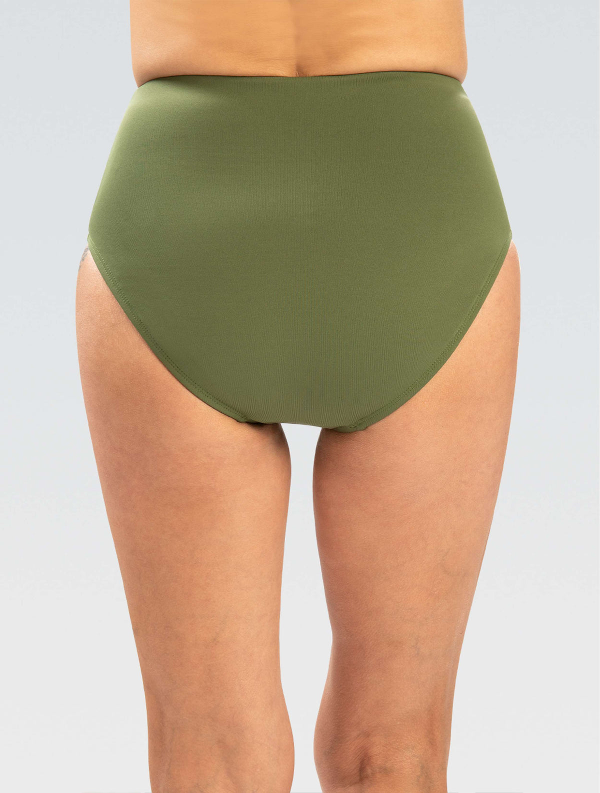 Women's Aquashape Olive Solid High-Waisted Contemporary Brief - Olive Solid High-Waisted back-model