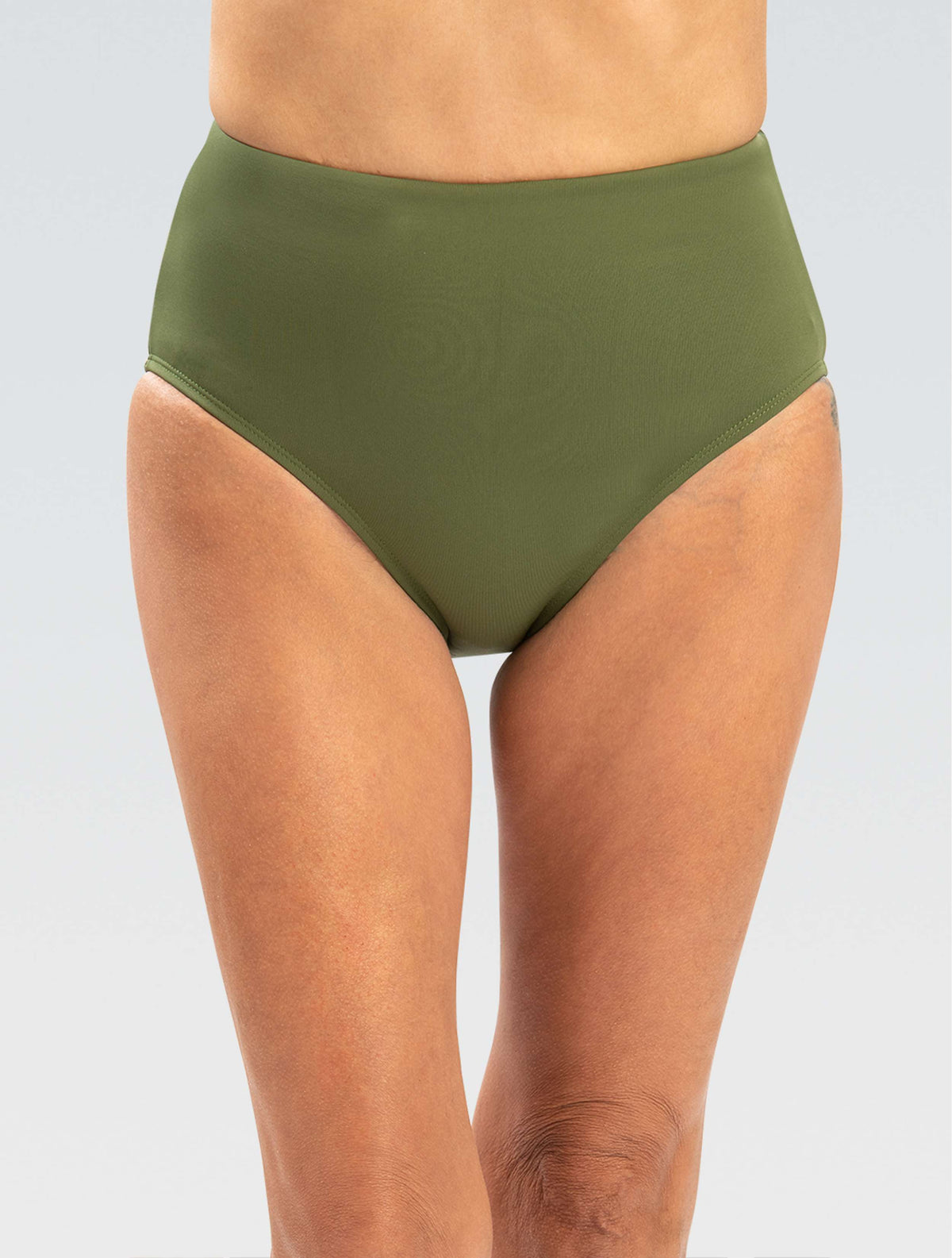 Women's Aquashape Olive Solid High-Waisted Contemporary Brief - Olive Solid High-Waisted front-model