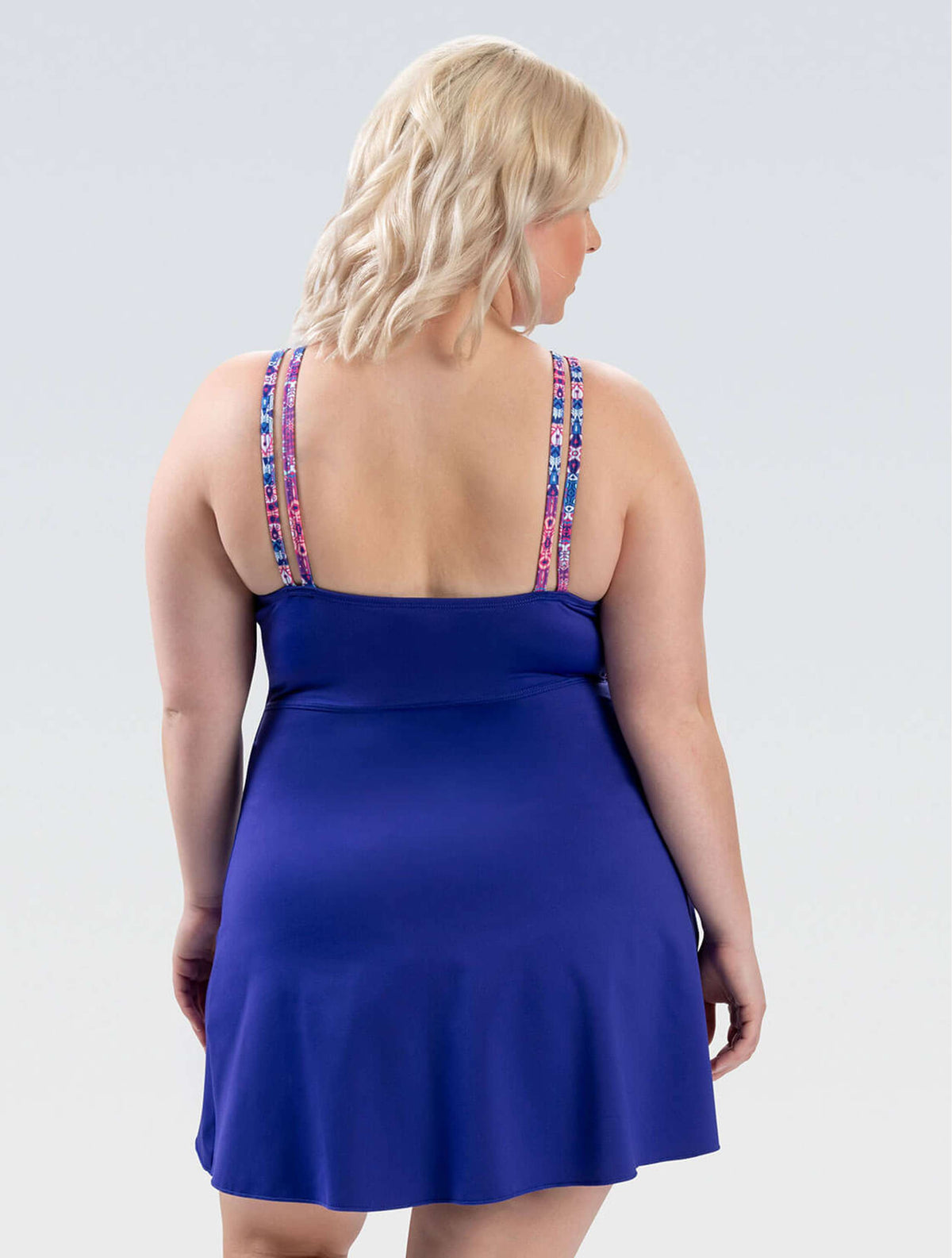 Women's Aquashape Patchwork Front Swim Dress - Patchwork Front back