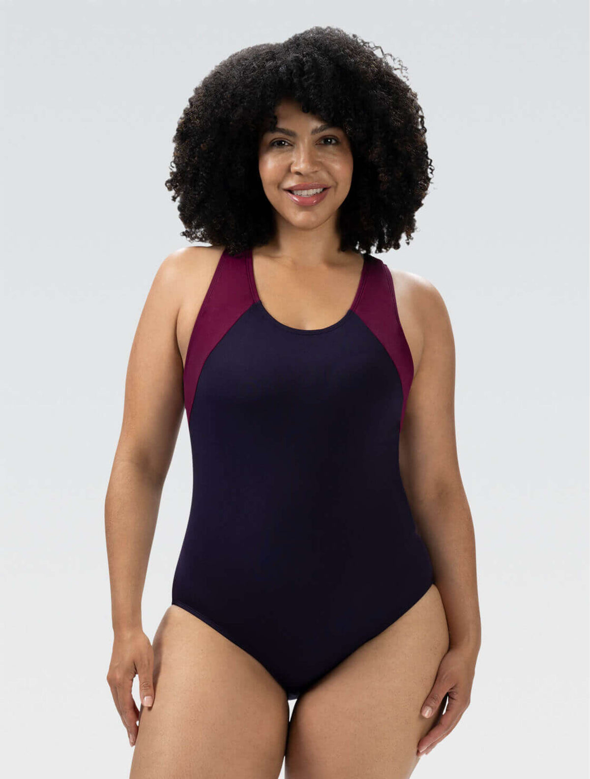 Women's Aquashape Plum and Cabernet Color Block Moderate Lap Suit - Plum and Cabernet Color Block Moderate Lap Suit front-extra