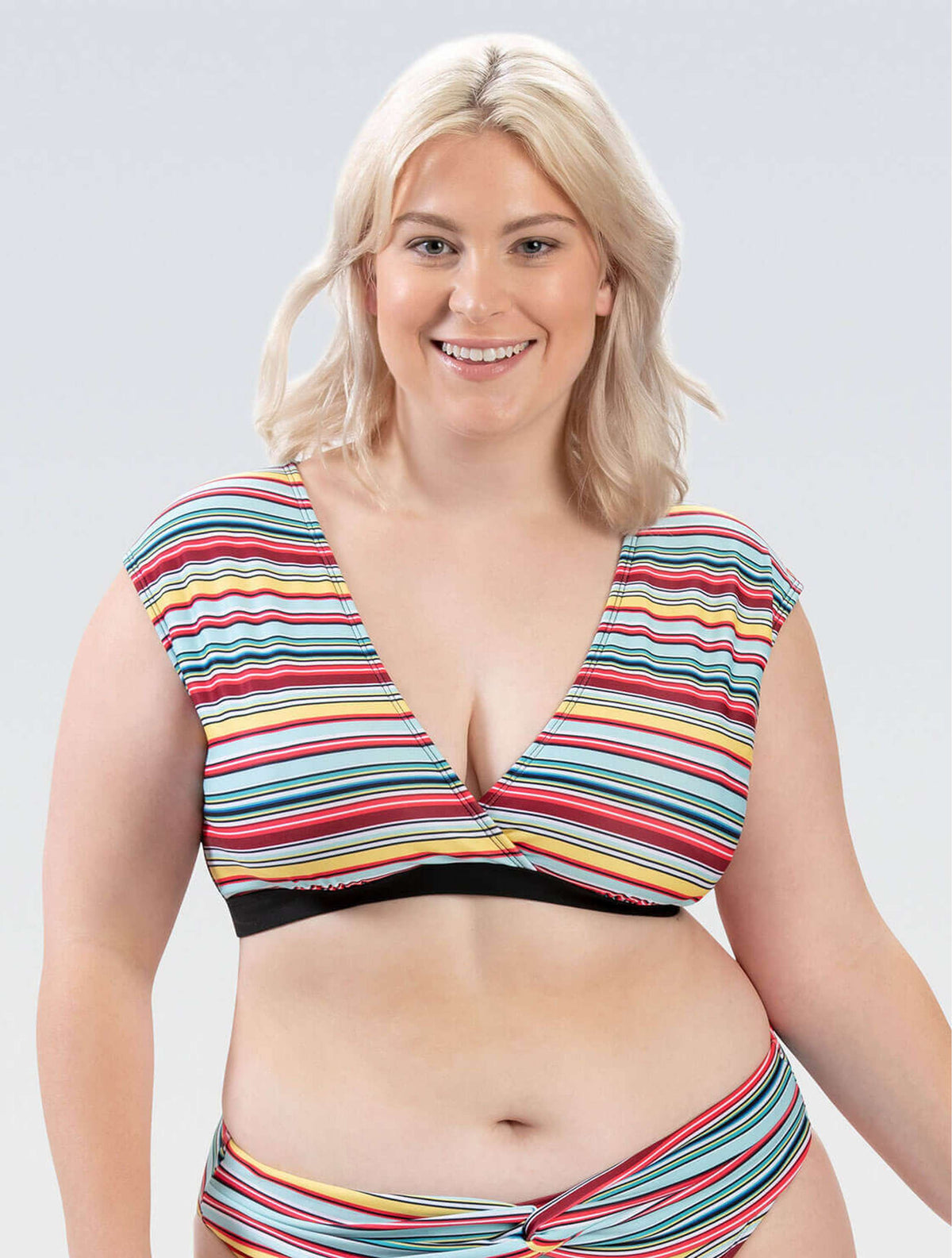 Women's Aquashape Sunset Surplice Front Two Piece Top - Sunset front-extra