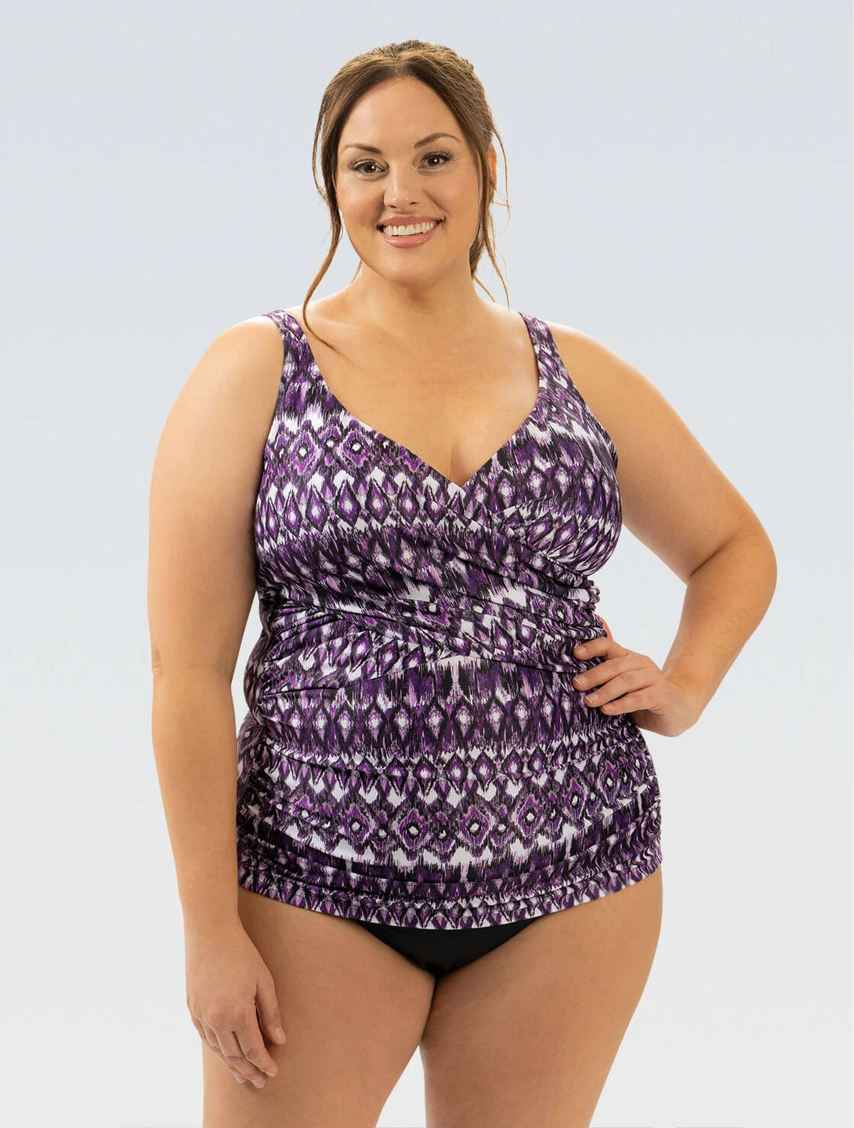 Women's Aquashape Wrap Front Tankini Top: Globetrotter - Wrap Front front