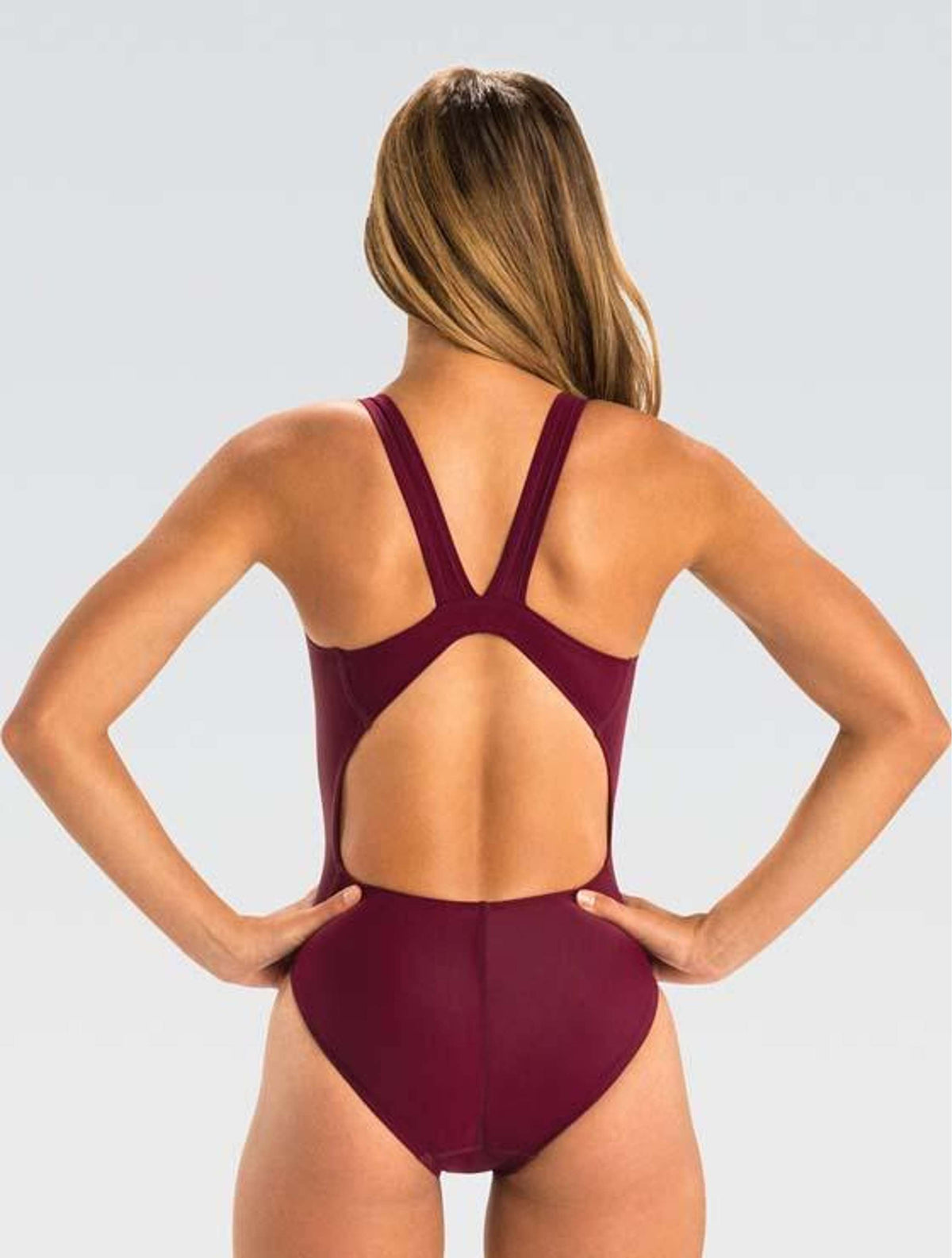 Women's XtraSleek Solid Maroon HP Back 1-Piece - Maroon HP Back 1-Piece back