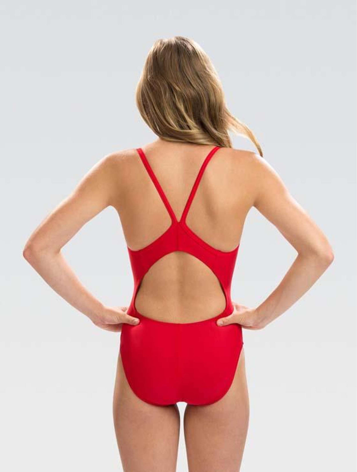 Women's XtraSleek Team Solid Red V-Back One Piece - Team Solid Red back
