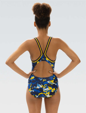 XtraSleek Implode Navy and Gold DBX Back One Piece - Implode Navy and Gold back