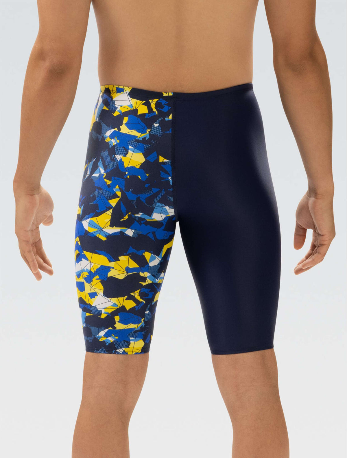 XtraSleek Men's Implode Navy and Gold Asymmetrical Jammer - Implode Navy and Gold back