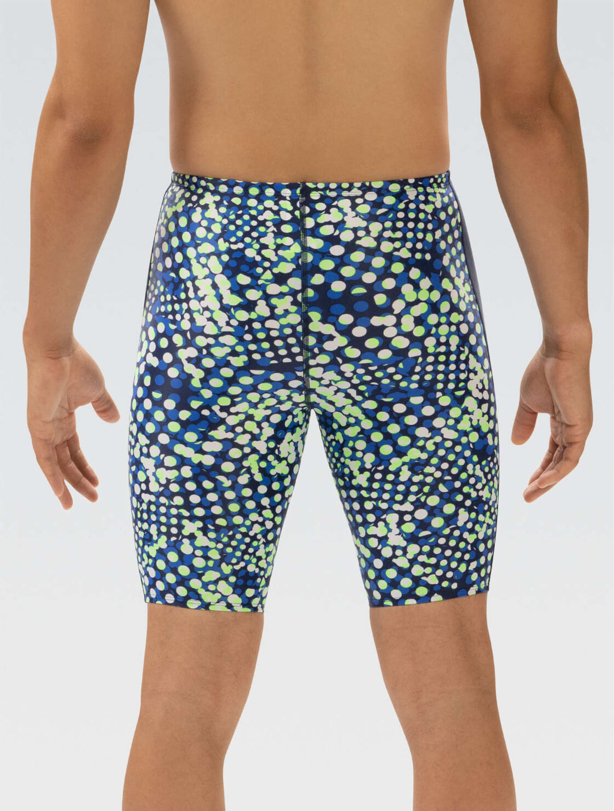 XtraSleek Men's Propel Blue and Green Spliced Jammer - Propel Blue and Green back
