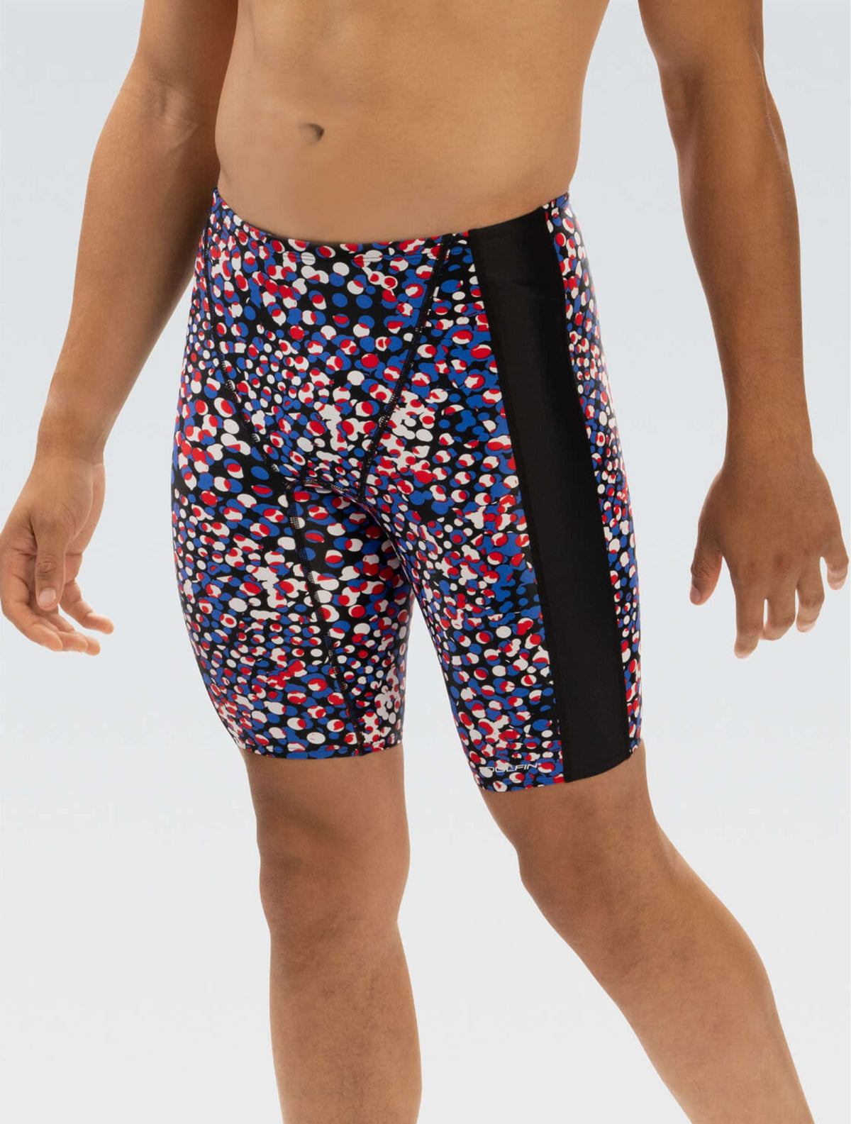 XtraSleek Men's Propel Red, White, and Blue Spliced Jammer - Propel Red, White, and Blue front
