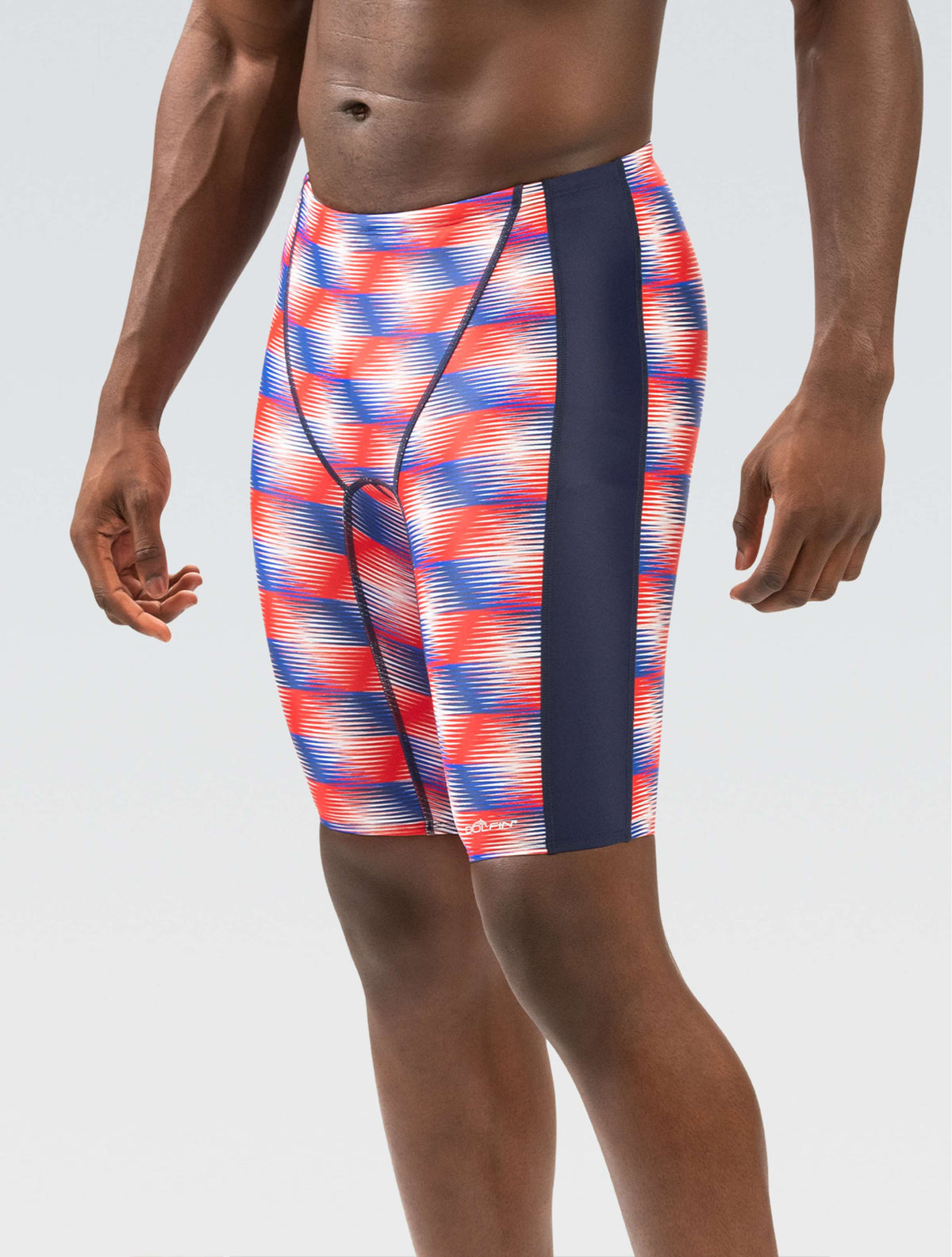 XtraSleek Men's Sonar Red, White, Blue Spliced Jammer - Sonar Red, White, Blue alt