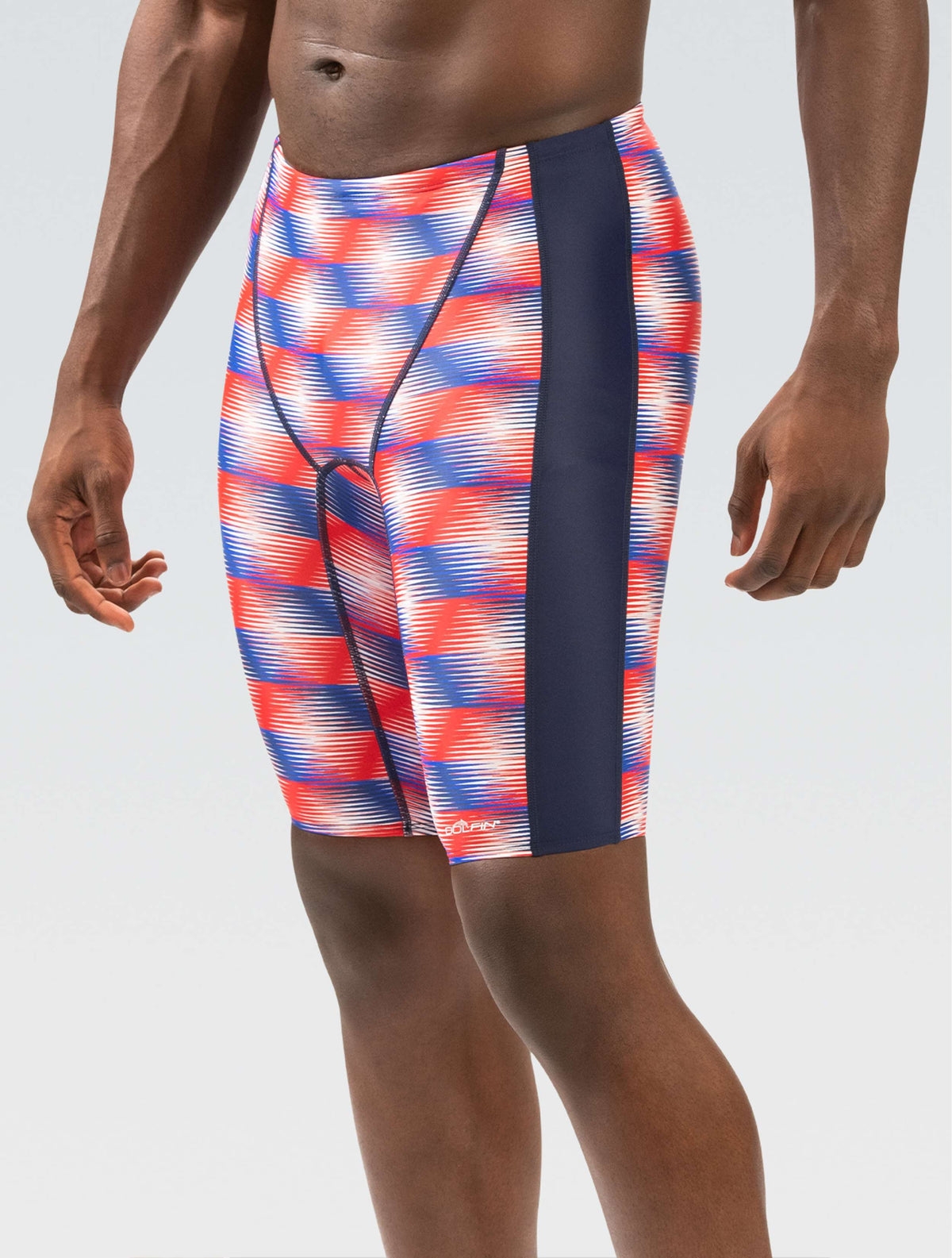 XtraSleek Men's Sonar Red, White, Blue Spliced Jammer - Sonar Red, White, Blue front-model