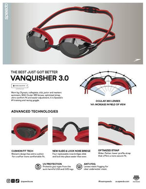 Speedo Women's Vanquisher 3.0 Training or Racing Goggle - 27